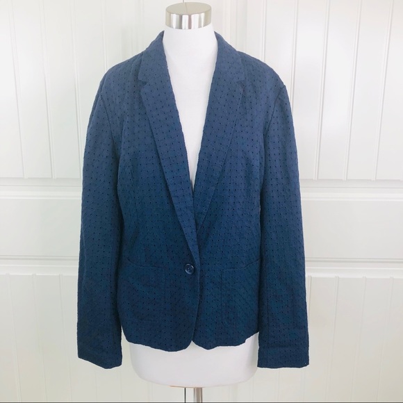 Gap Navy Blue Eyelet Cotton Blazer Jacket Uniform - Picture 1 of 6